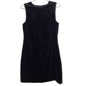 Theory Black Velvet‎ Dot Print Sleeveless Shift Dress Size 4